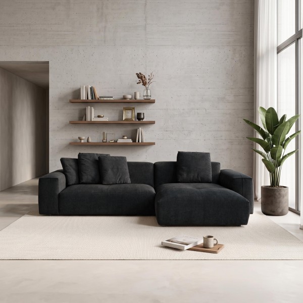 5-Sitzer-Ecksofa aus Stoff mit Recamiere rechts - Olya
