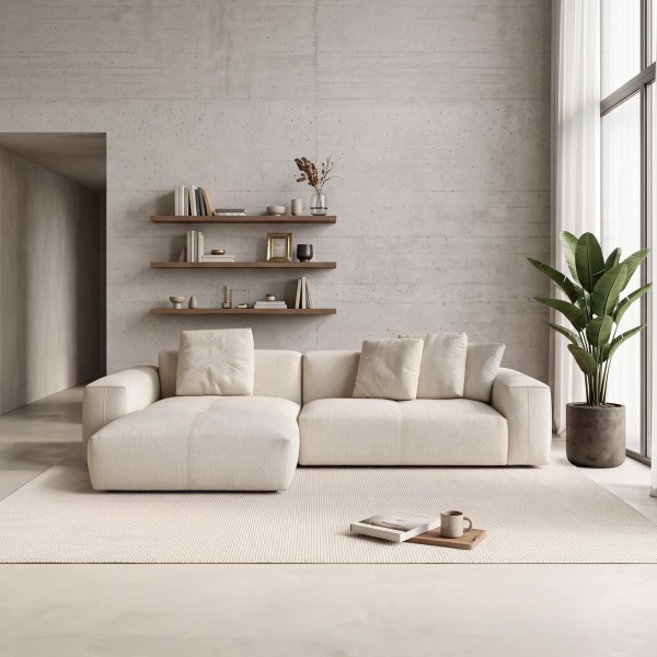 5-Sitzer-Ecksofa aus Stoff mit Recamiere links - Olya