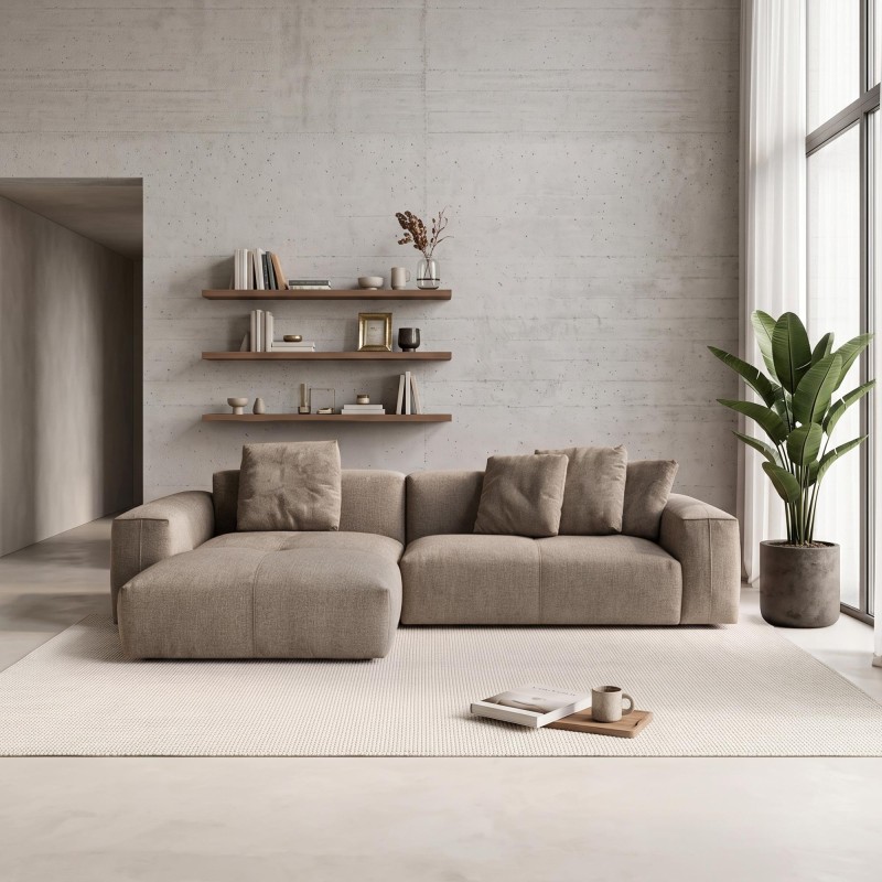 5-Sitzer-Ecksofa aus Stoff mit Recamiere links - Olya