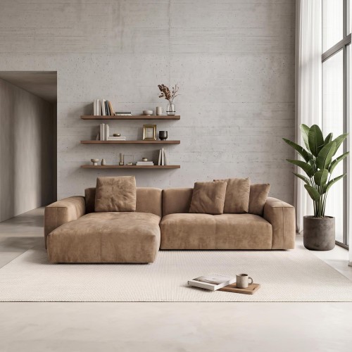 5-Sitzer-Ecksofa aus Stoff mit Recamiere links - Olya