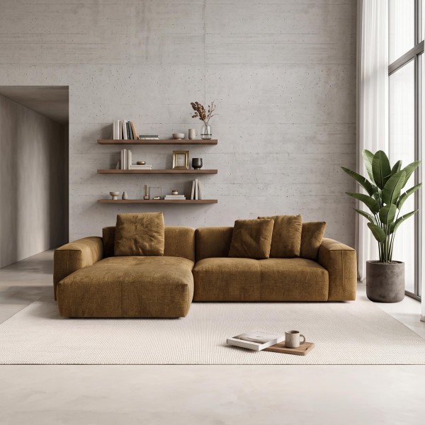 5-Sitzer-Ecksofa aus Stoff mit Recamiere links - Olya