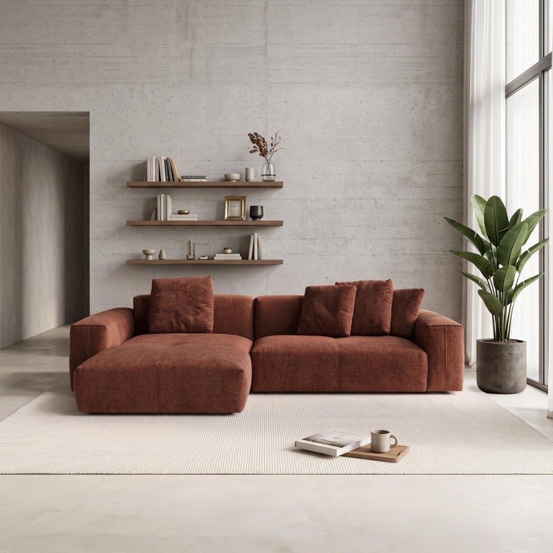 5-Sitzer-Ecksofa aus Stoff mit Recamiere links - Olya