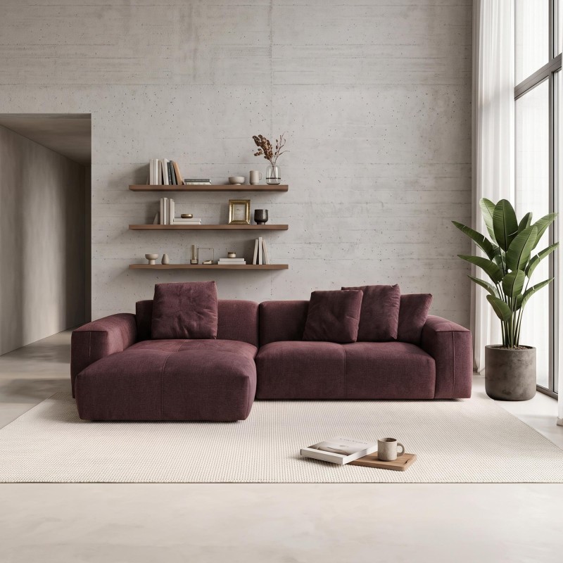 5-Sitzer-Ecksofa aus Stoff mit Recamiere links - Olya