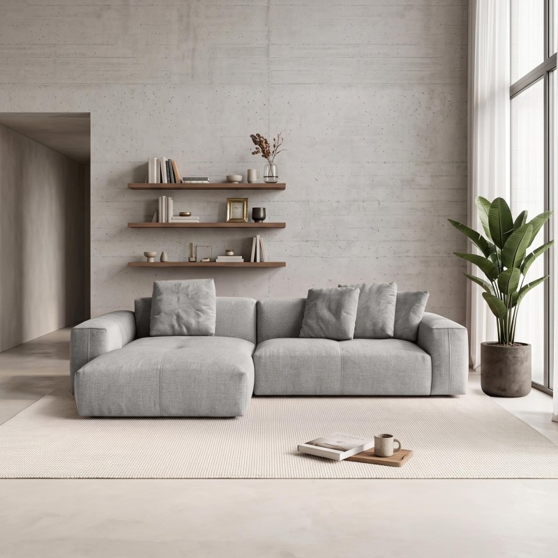 5-Sitzer-Ecksofa aus Stoff mit Recamiere links - Olya