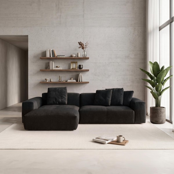 5-Sitzer-Ecksofa aus Stoff mit Recamiere links - Olya