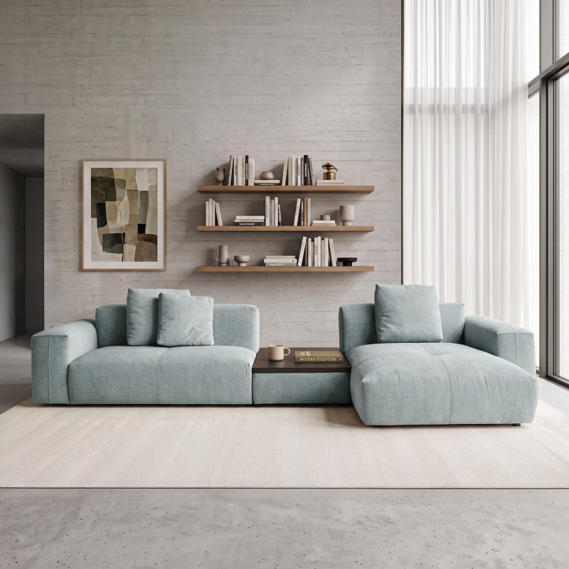 5-Sitzer-Ecksofa mit Recamiere rechts und integriertem Couchtisch - Olya