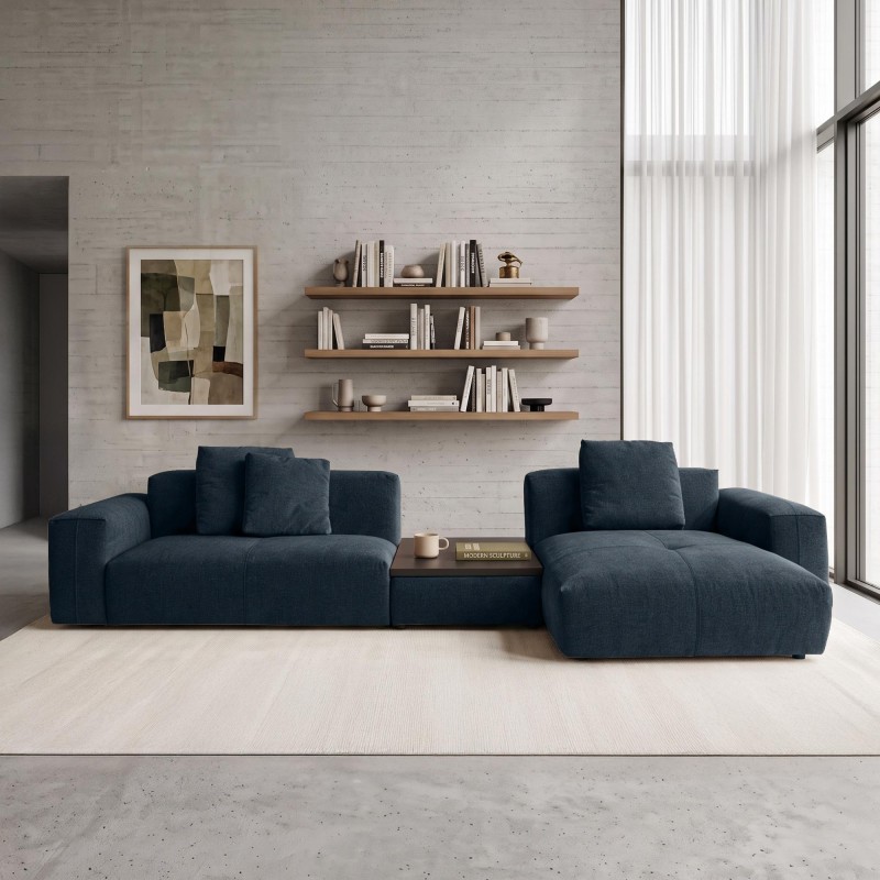 5-Sitzer-Ecksofa mit Recamiere rechts und integriertem Couchtisch - Olya