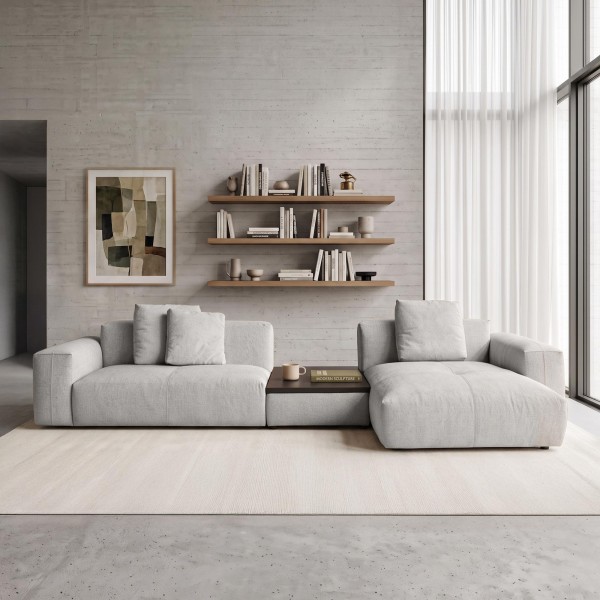 5-Sitzer-Ecksofa mit Recamiere rechts und integriertem Couchtisch - Olya