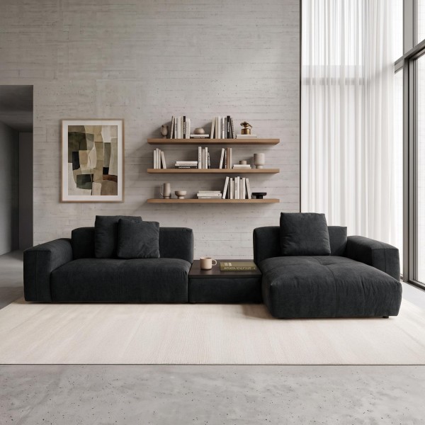 5-Sitzer-Ecksofa mit Recamiere rechts und integriertem Couchtisch - Olya