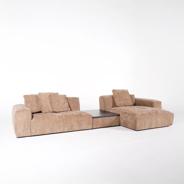 5-Sitzer-Ecksofa mit Recamiere rechts und integriertem Couchtisch - Olya