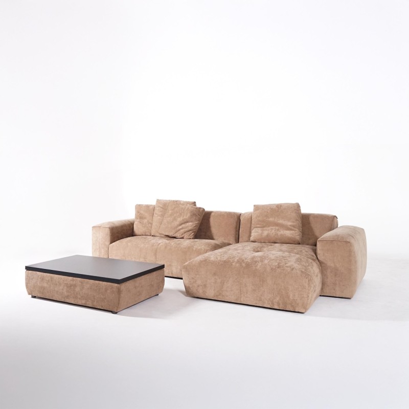 5-Sitzer-Ecksofa mit Recamiere rechts und integriertem Couchtisch - Olya