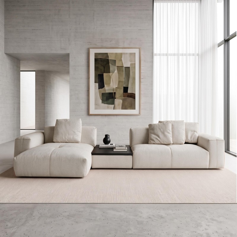 5-Sitzer-Ecksofa mit Recamiere links und integriertem Couchtisch - Olya