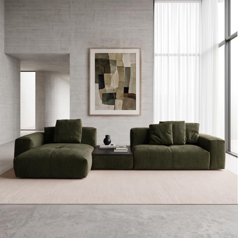 5-Sitzer-Ecksofa mit Recamiere links und integriertem Couchtisch - Olya