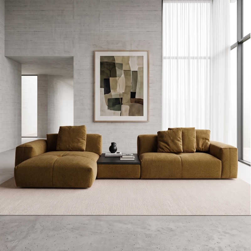 5-Sitzer-Ecksofa mit Recamiere links und integriertem Couchtisch - Olya