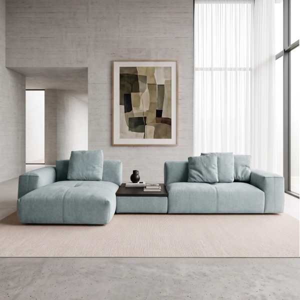 5-Sitzer-Ecksofa mit Recamiere links und integriertem Couchtisch - Olya