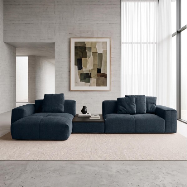 5-Sitzer-Ecksofa mit Recamiere links und integriertem Couchtisch - Olya