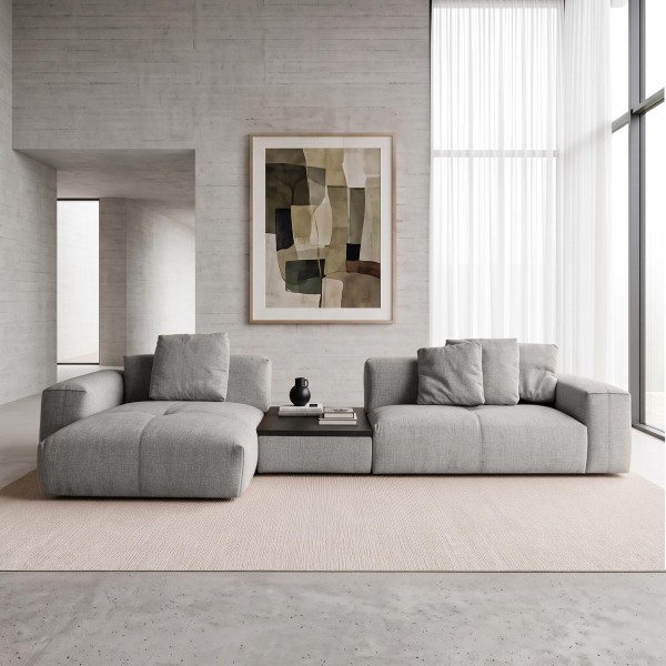5-Sitzer-Ecksofa mit Recamiere links und integriertem Couchtisch - Olya
