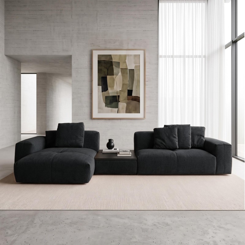 5-Sitzer-Ecksofa mit Recamiere links und integriertem Couchtisch - Olya
