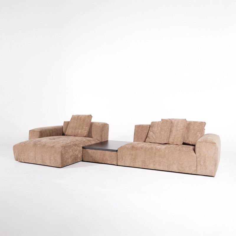 5-Sitzer-Ecksofa mit Recamiere links und integriertem Couchtisch - Olya
