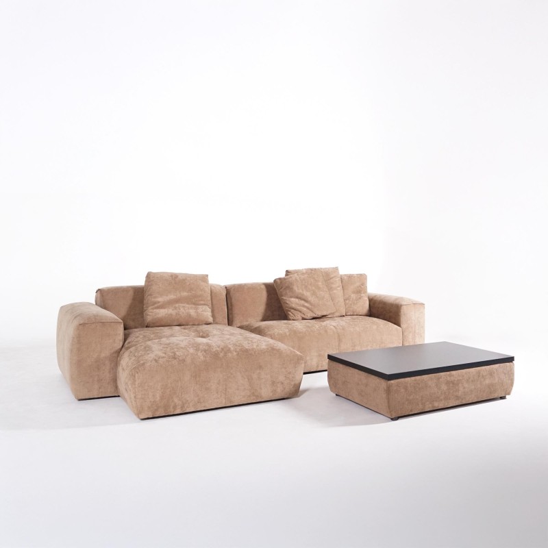 5-Sitzer-Ecksofa mit Recamiere links und integriertem Couchtisch - Olya