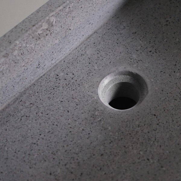 Rechteckiges Waschbecken aus grauem Terrazzo 50 x 30 cm - Nohea