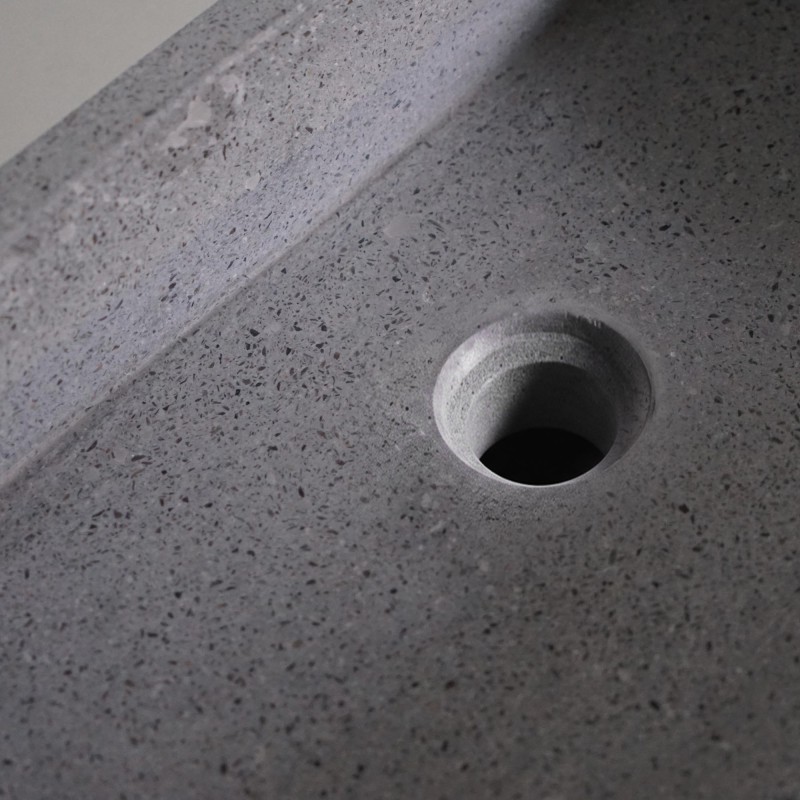 Rechteckiges Waschbecken aus grauem Terrazzo 50 x 30 cm - Nohea