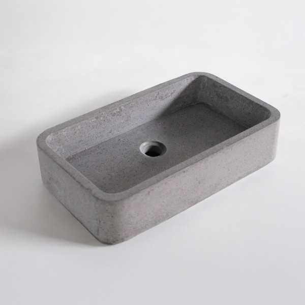 Rechteckiges Waschbecken aus grauem Terrazzo 50 x 30 cm - Nohea