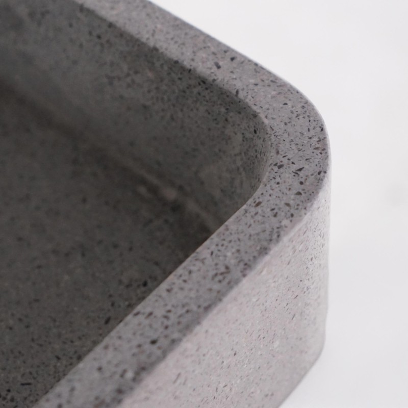 Rechteckiges Waschbecken aus grauem Terrazzo 50 x 30 cm - Nohea