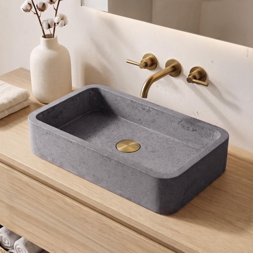 Rechteckiges Waschbecken aus grauem Terrazzo 50 x 30 cm - Nohea