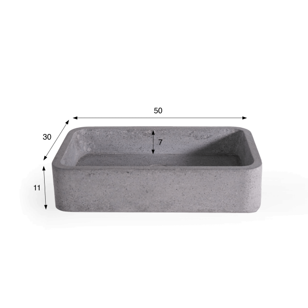 Rechteckiges Waschbecken aus grauem Terrazzo 50 x 30 cm - Nohea