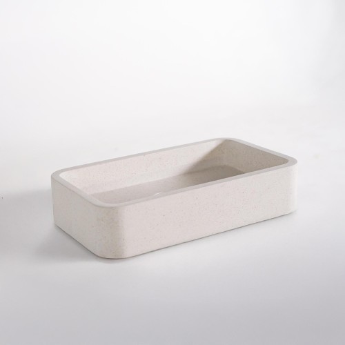 Rechteckiges Waschbecken aus weißem Terrazzo 50 x 30 cm - Nohea
