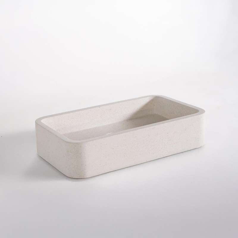 Rechteckiges Waschbecken aus weißem Terrazzo 50 x 30 cm - Nohea