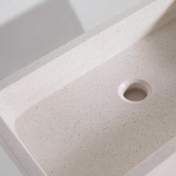 Rechteckiges Waschbecken aus weißem Terrazzo 50 x 30 cm - Nohea