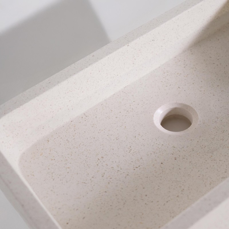 Rechteckiges Waschbecken aus weißem Terrazzo 50 x 30 cm - Nohea