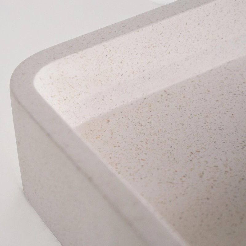Rechteckiges Waschbecken aus weißem Terrazzo 50 x 30 cm - Nohea