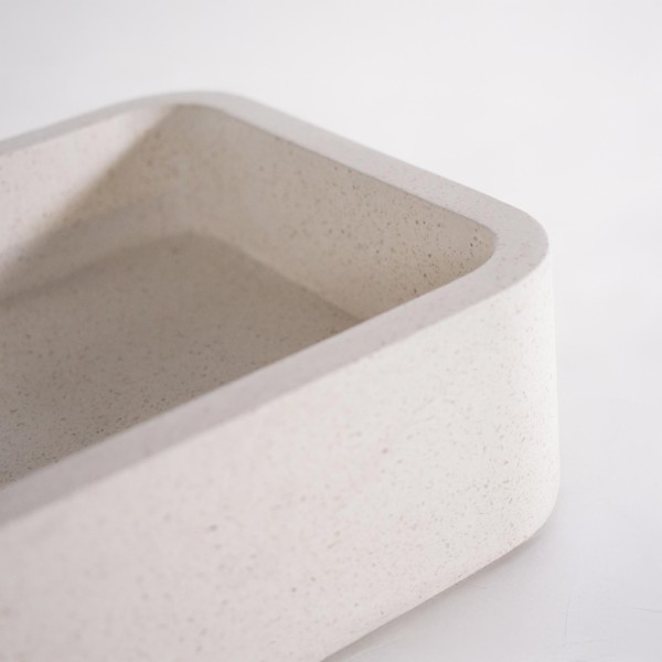 Rechteckiges Waschbecken aus weißem Terrazzo 50 x 30 cm - Nohea