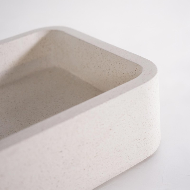 Rechteckiges Waschbecken aus weißem Terrazzo 50 x 30 cm - Nohea