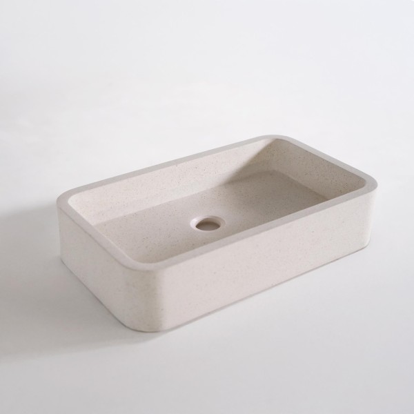 Rechteckiges Waschbecken aus weißem Terrazzo 50 x 30 cm - Nohea