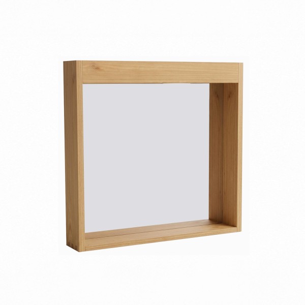Rechteckiger Spiegel 80 cm mit Massivholzrahmen und Aussparung für Leuchten