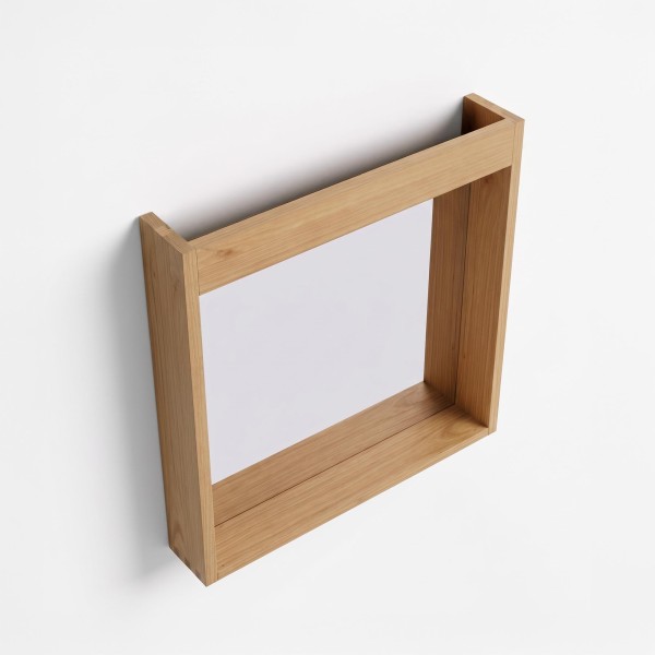 Rechteckiger Spiegel 80 cm mit Massivholzrahmen und Aussparung für Leuchten
