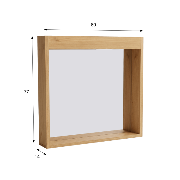 Rechteckiger Spiegel 80 cm mit Massivholzrahmen und Aussparung für Leuchten