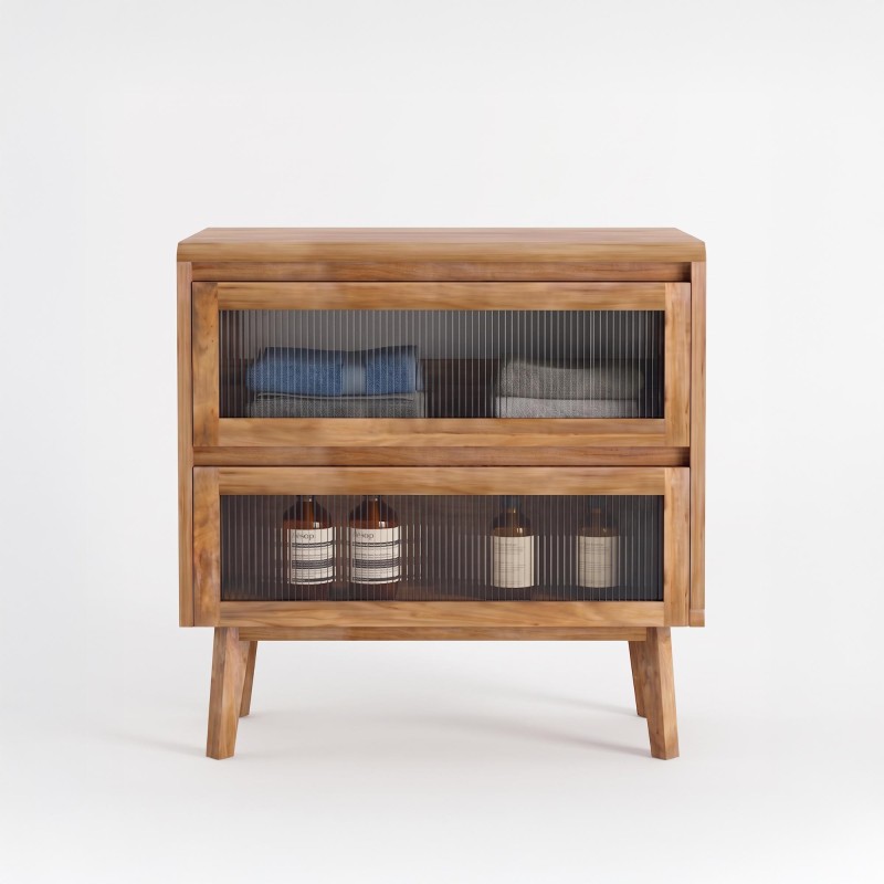 Waschtischunterschrank aus massivem Teakholz 80 cm - Riona