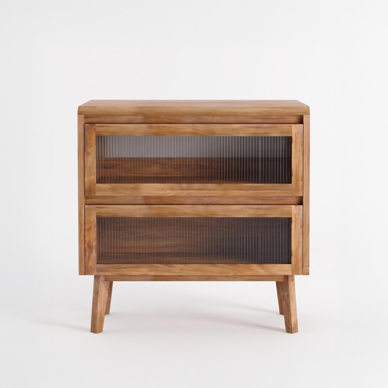 Waschtischunterschrank aus massivem Teakholz 80 cm - Riona