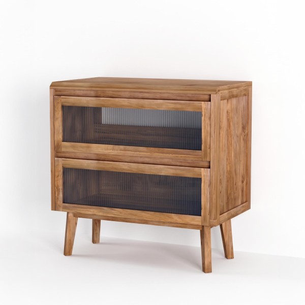 Waschtischunterschrank aus massivem Teakholz 80 cm - Riona