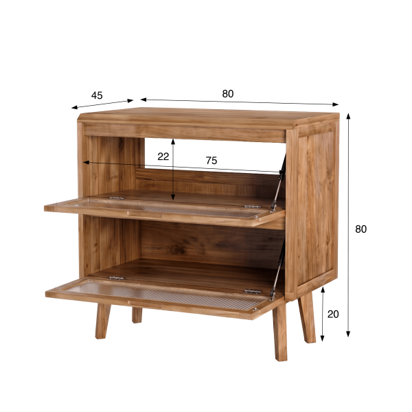 Waschtischunterschrank aus massivem Teakholz 80 cm - Riona