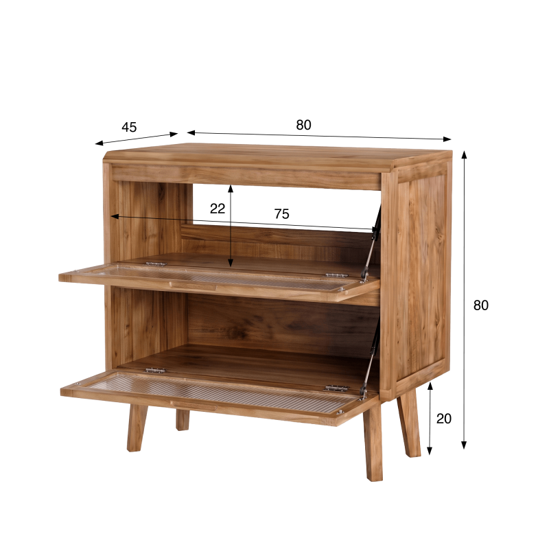 Waschtischunterschrank aus massivem Teakholz 80 cm - Riona
