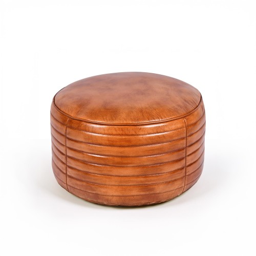 Runder Sitzhocker aus Leder - Savoy