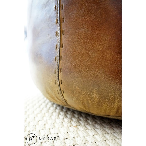 Runder Sitzhocker aus Leder Patchwork