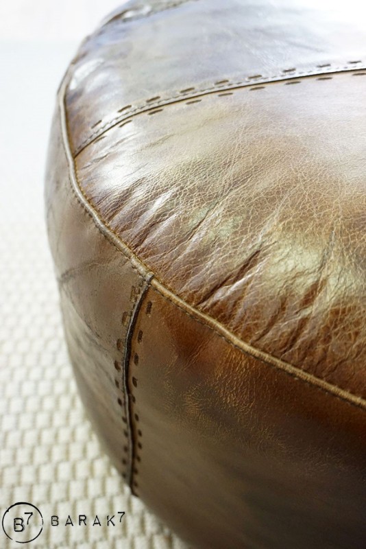 Runder Sitzhocker aus Leder Patchwork