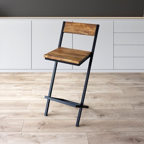 Barstuhl aus Holz und Metall LINEA